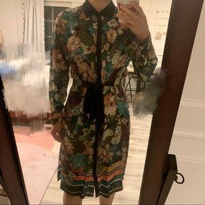 Zara floral shirt midi dress